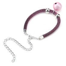 Verstellbares rosafarbenes Nylon-Katzenhalsband mit Glöckchen & Verlängerungskette, 20-38cm