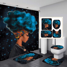 Sublimez votre salle de bain avec ce rideau de douche afro-américain au design unique, en tissu imperméable, orné de roses et de fleurs afro, à