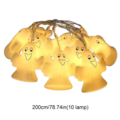 Halloween LED Ghost String Lights, Battery-Powered, Multi-Mode Warm Light, Flashing Holiday Decoration – Compatible with AA Batteries 1