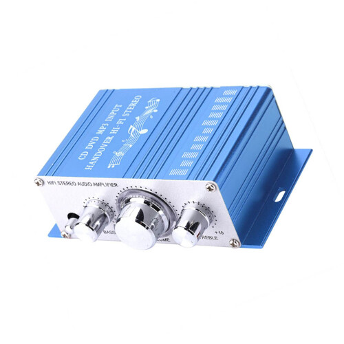 HiFi Blue Auto Amplifier: 4-Channel CD/DVD/FM/MP3 Player with DSP