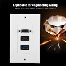 VGA HDMI USB 3.0 Wandsteckdosenpaneel 3-PORT Wandmontageadapter Robustes Metallgehäuse