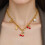 Colar com pingente divertido de morango e cereja, leve e em aço titânio. Joia da moda. 2