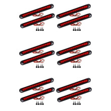 12Pcs 10Inch 15 LED Trailer Light LED Stop Turn Tail Light Third Brake Bar Strip for Heavy Duty Boats Trucks Red