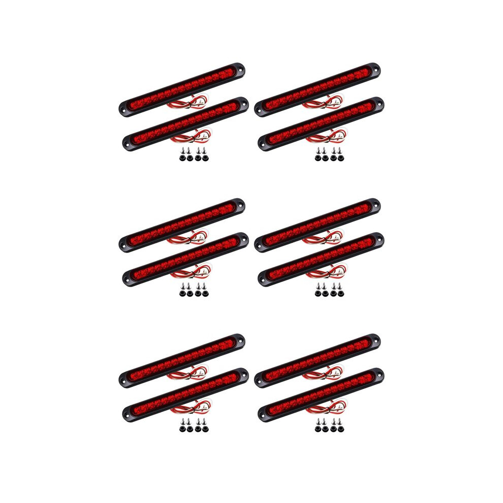 12Pcs 10Inch 15 Led Trailer Led Stop Turn Tail Third Brake Bar Strip For Heavy Duty Boats Trucks Light/Red 6032242341041