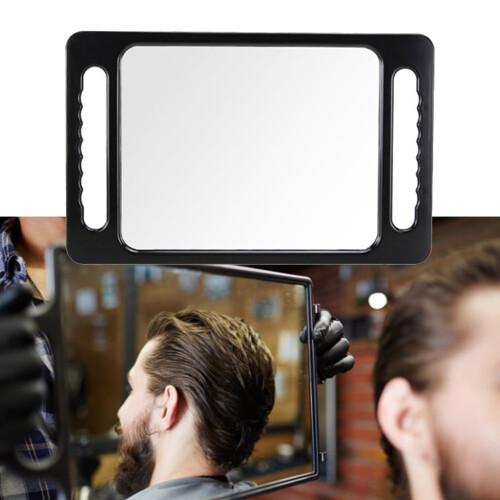 Large Barber Hand Mirror with Double Handles,Professional Handheld Mirror 1