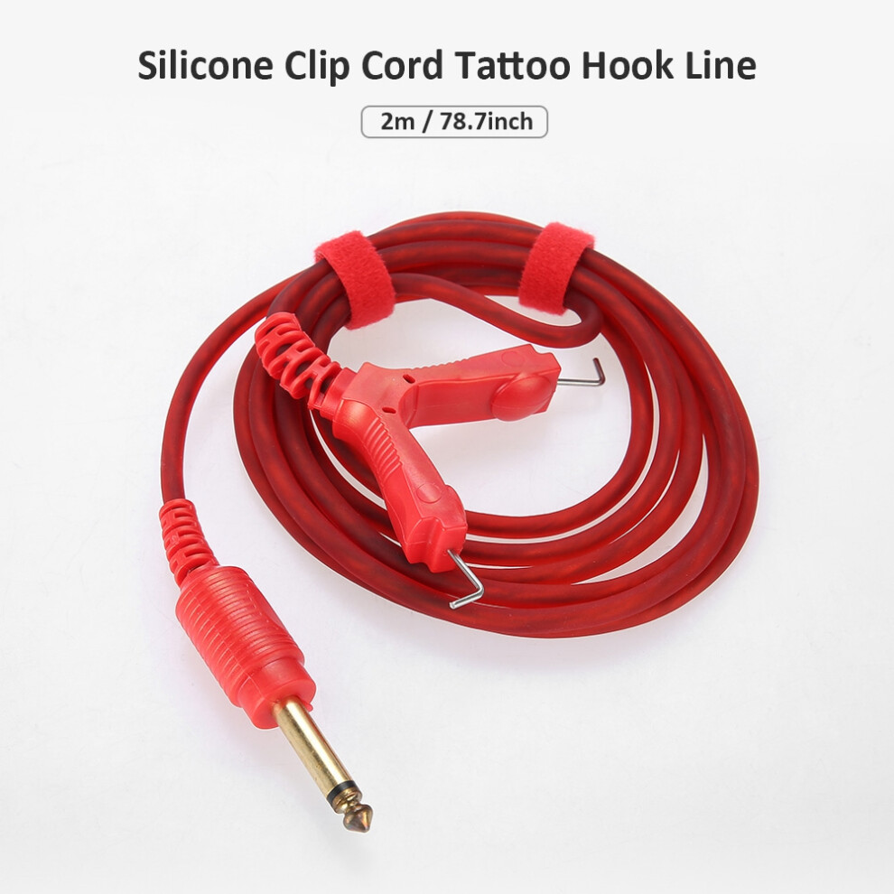 Red 2M Silicone Clip Cord For Tattoo Machine, Durable & Flexible