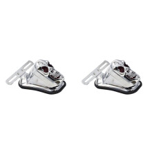 2X Motorcycle Brake Light Tail Light Skull Light Warning Signal Light for Prince Silver