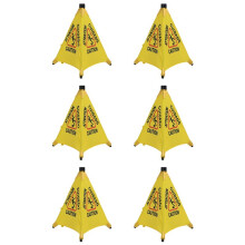 6X Caution Wet Floor Sign, Slippery When Wet Pops  Sign, Wall Mounted Foldable Bilingual Safety Warning Alert Cone