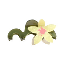 (Yellow dy1) Vintage Floral Shark Clip for Women - Party & Daily Wear