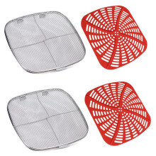 Anti-Splatter Screen and Silicone Gasket Combination Replacement Reusable Baffle for Air Fryer Indoor Grill,Red