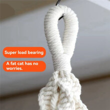 Bohemian Macrame Cat Hammock Swing Bed - Handwoven Cotton for Home Bedroom Wall Decor, Mat Included