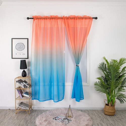 Gradient Rod Screen Curtain Panel Orange Blue 1x2 ft 2
