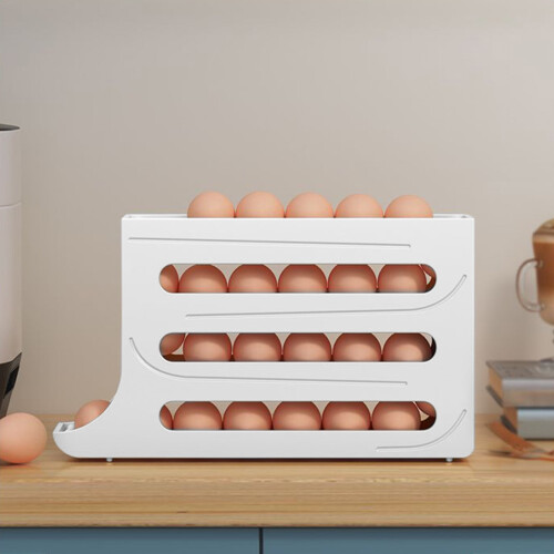 2023 New Automatic Rolling Third-layer Egg Dispenser, Egg Holder Dispenser for Refrigerator, Holds 24 Eggs, Space-Saving Egg Storage 1