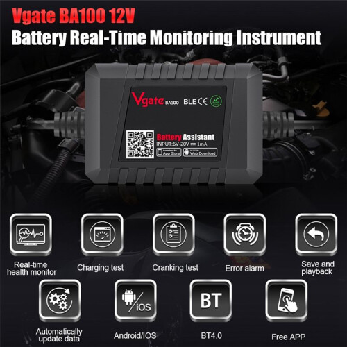 BA100 12V Bilbatteritestningsmonitor  4.0 Bilbatteriassistentmonitor 1