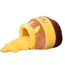 Pet Nest Verwijderbare Pluche Mat Katten Puppy Mat Honingpot Vorm Half Omsloten Warm Huisdier Nest