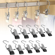 (Black, 10pcs) Platzsparende Wäscheklammern für Zuhause & WG
