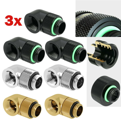 3x Barrow 90 μοιρών γωνία G1/4" περιστροφικός προσαρμογέας για ψύξη νερού 1