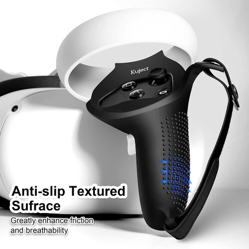Silicone Anti-Throw Controller Grips Cover for Oculus Quest 2 – Adjustable Knuckle Straps, Compatible with Meta/Oculus Quest 2 2