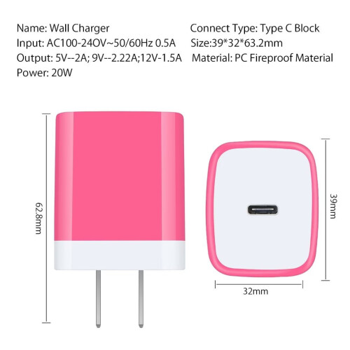 Φορτιστής USB C, 3PCS20W PD Type C Φορτιστές τοίχου, Φορτιστής γρήγορης φόρτισης, Φορτιστής 2