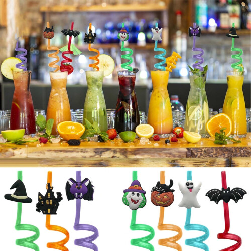 Επαναχρησιμοποιούμενα καλαμάκια για το Halloween – Σχέδια με κάστρα, νυχτερίδες, 2