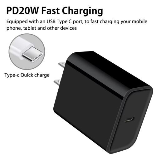 Φορτιστής τοίχου 3 τεμαχίων USB-C PD 20W, προσαρμογέας γρήγορης φόρτισης, συμβατός με 1