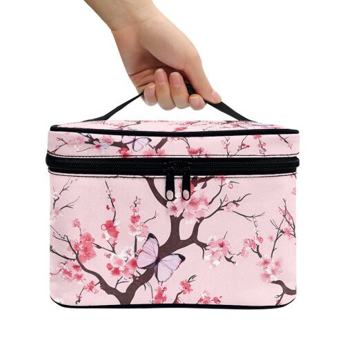 Makeup Bag Portable Toiletry Organizer with Cherry Blossom 2