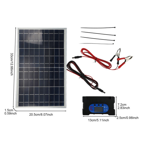 10W 12V/18V Solar Panel Kit with Controller And Crocodile Clip Ip65 Waterproof 20A Controller 2
