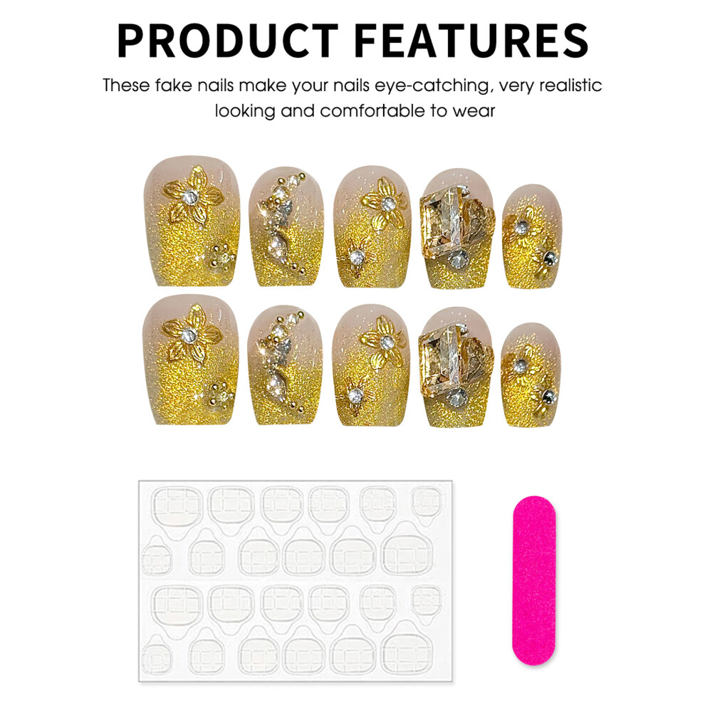 Reach-Tools (Ultra Short Ladder) Glitter Fake Nails - Durable & No Splitting (50)
