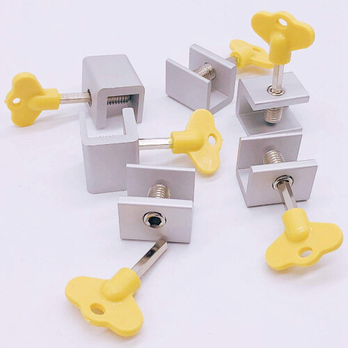 6 Pieces Adjustable Sliding Window Locks Stops Aluminum Alloy Door Frame Security Lock with Keys 1