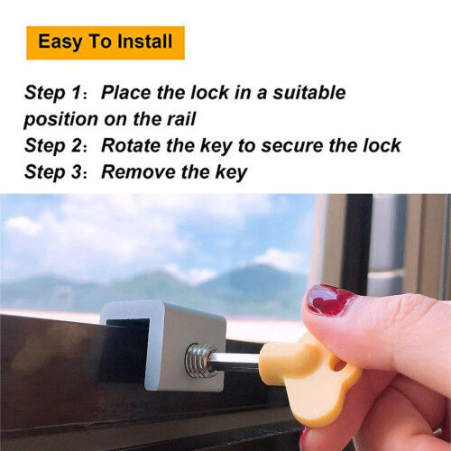 6 Pieces Adjustable Sliding Window Locks Stops Aluminum Alloy Door Frame Security Lock with Keys 2