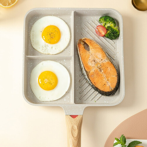 Multi-Functional Non-Stick-Skillet 3 Section-Grill Pan Breakfast Pan-Griddle 2
