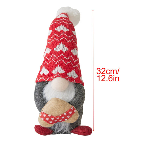 Kabouterpaar als ornament met rode gebreide muts (1 paar) 1
