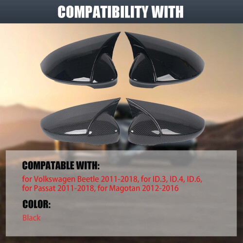 Black Exterior Mirror Caps for VW Beetle ID.3 ID.4 ID.6 1