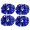 4 Pcs Blue Cheerleading Pom Poms, PET, Lightweight 4