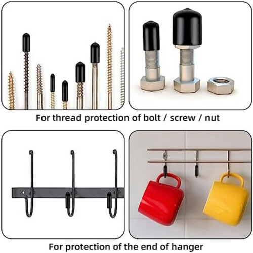 800Pcs Assorted Size Rubber End Caps, Flexible Screw Thread Protector Caps Round Vinyl Bolt Screw Cover Caps in 9 Size 2