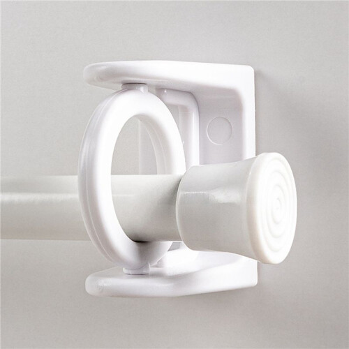 8Pcs Curtain Rod Holder Clamp Hooks Self Adhesive Clothes Rail Bracket 360 Rotation Triangle Ring Adjustable Hooks 2