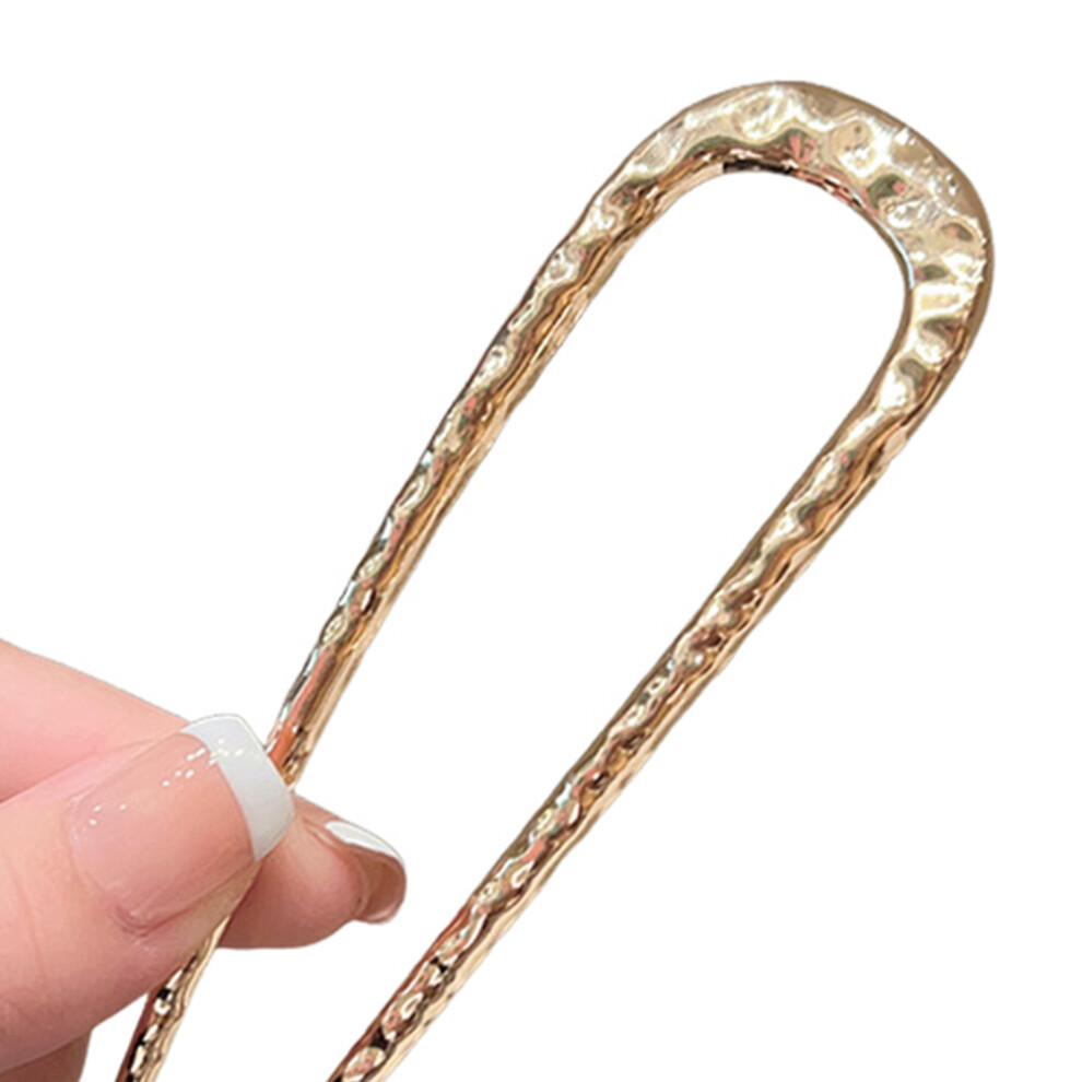 Reach-Tools (Gold Patterned Double U Pin 12.5Cm) Vintage Metal U-Shaped Hair Pin For Women