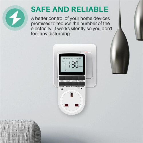 3X Uk Plug Digital Timer Plug Socket, Electrical Programmable Plug in Timer  for Light, B and More, 13A/2900W Max 2
