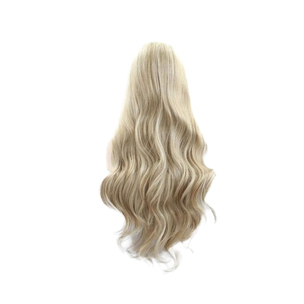 Unisex Gold Wig Synthetic Blonde Lace Front Wigs Piano Blonde Color Long Soft Hair Heat Resistant Fiber Long Wavy Wigs