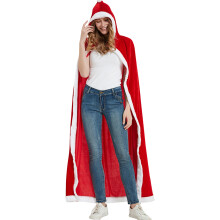 Christmas Cloak Santa Claus Cloak Hooded Cape Costume for Women Cosplay Stage Performance Costume,XL