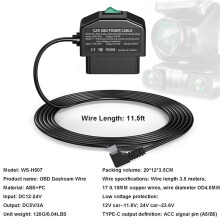 4X Dashcam-OBD-Verkabelungssatz, Dashcam-USB-Typ-C-Verkabelungssatz mit OBD-Stromkabel für Dashcam 12-24 V auf 5 V/3 A