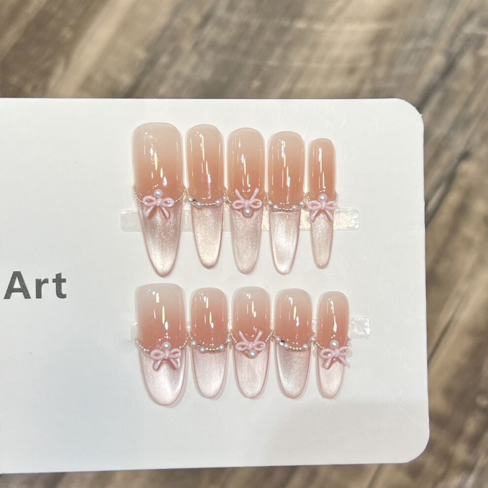 Reach-Tools (M) 10Pcs Almond Press On Nails, Reusable Resin Fake Nails