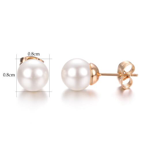 Pearl Stud Earrings Gold Plated 3 Pairs 8mm 1