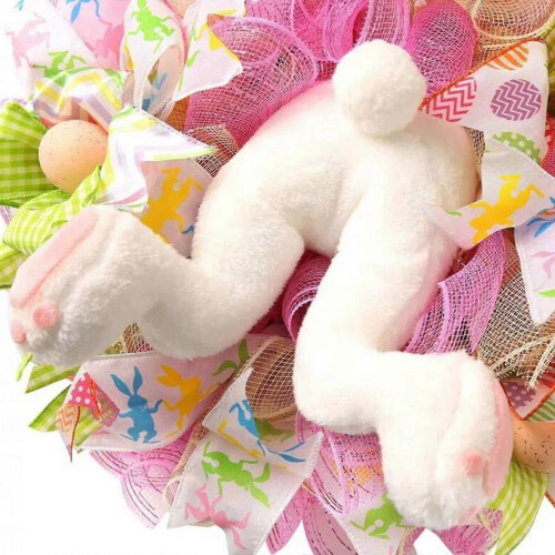 Easter Door Wreath Bunny Butt Ear Decorative Holiday Window Spring Summer 1