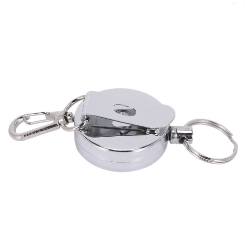 6 Pcs Stainless Silver Retractable Key Chain  Keyring Heavy Duty Steel 2