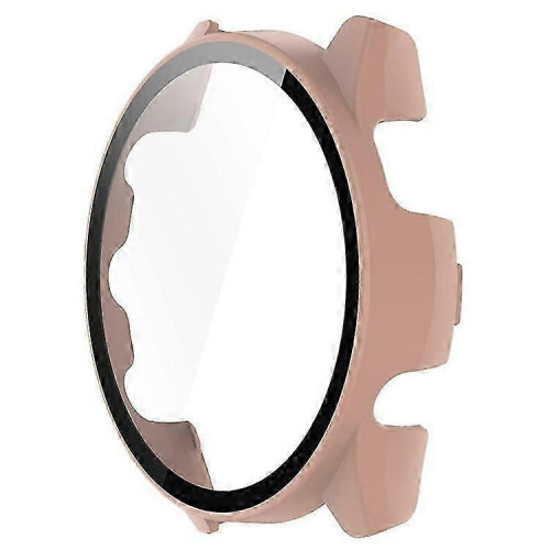(Pink) Compatible For Garmin Forerunner 265S Anti-scratch PC Watch Case with Tempered Glass Screen Protector 1