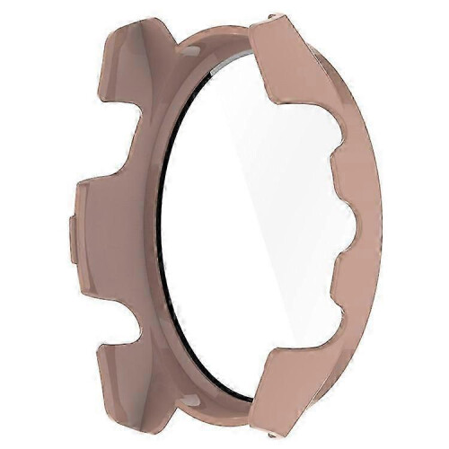 (Pink) Compatible For Garmin Forerunner 265S Anti-scratch PC Watch Case with Tempered Glass Screen Protector 2