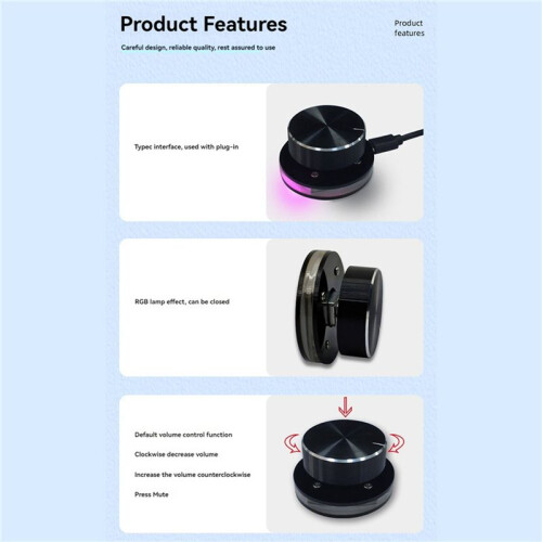 3X USB Volume Controller Computer USB Volume Adjustable Controller Support Shortcut Keys Customizable with RGB 1