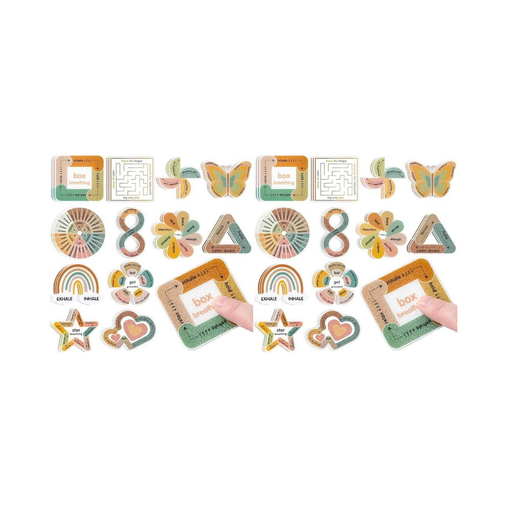 Brecantia Calm Strips For Anxiety Sensory Stickers, 72Pcs 2 Textured For Mood Calming, Breathing Mindfulness Fidget Sticker