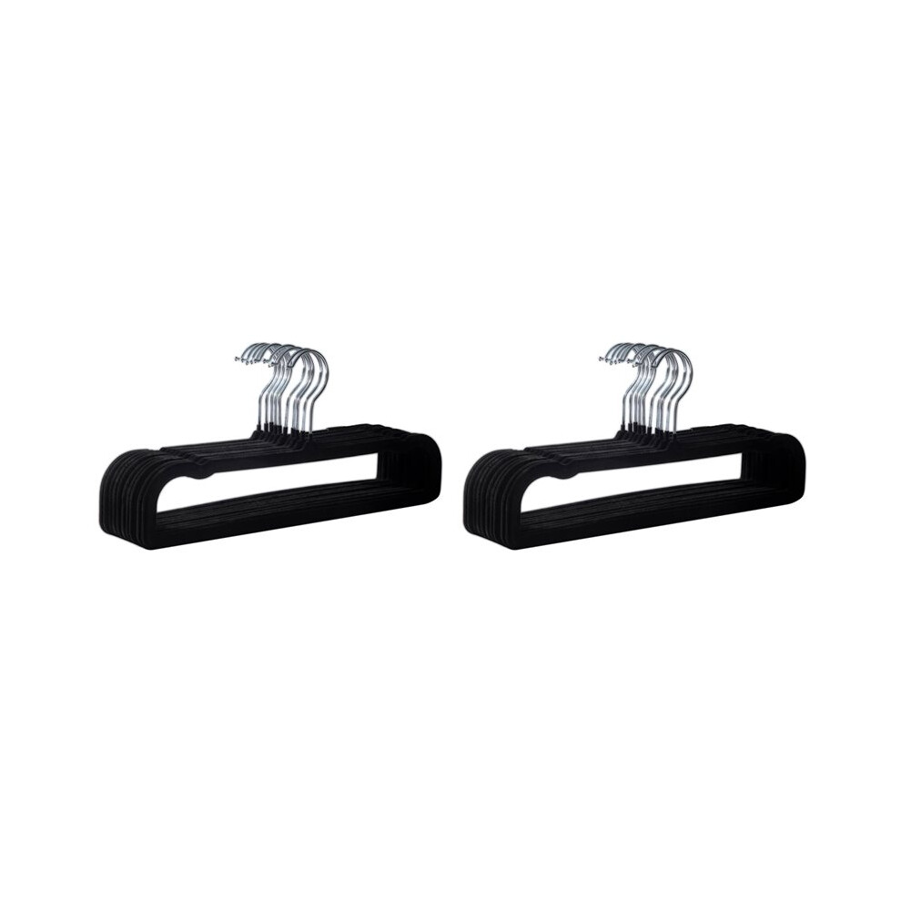 Semoic 20 Pcs Velvet Hangers Non Slip,Black Thin Space Saving Clothes Hanger For Closet Storage,Durable Bra Jean Pants